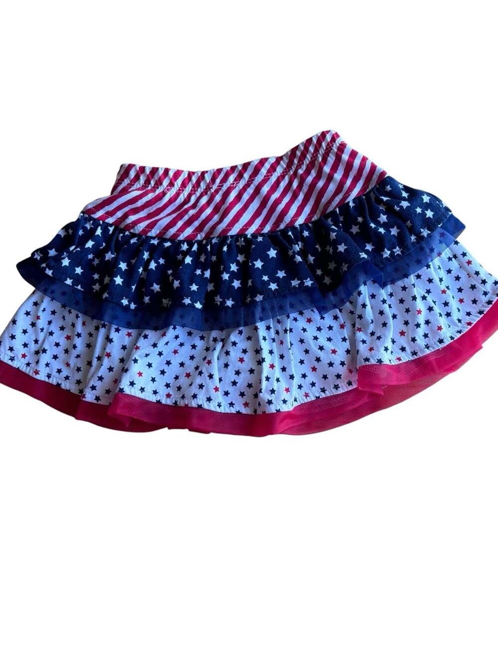 Girls Toddler Size 2T Patriotic Red White and Blue Stars & Stripes Tiered Skort